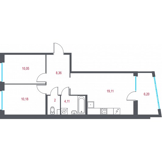 Евро 3-комнатная квартира