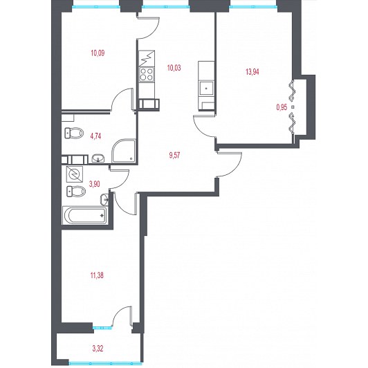 3-комнатная квартира