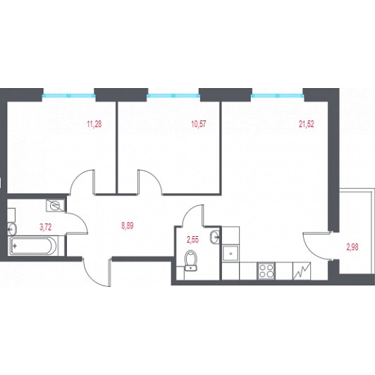 Квартира 3E-комнатная