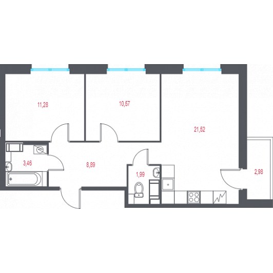 Квартира 3E-комнатная