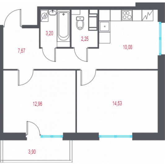Квартира 2-комнатная