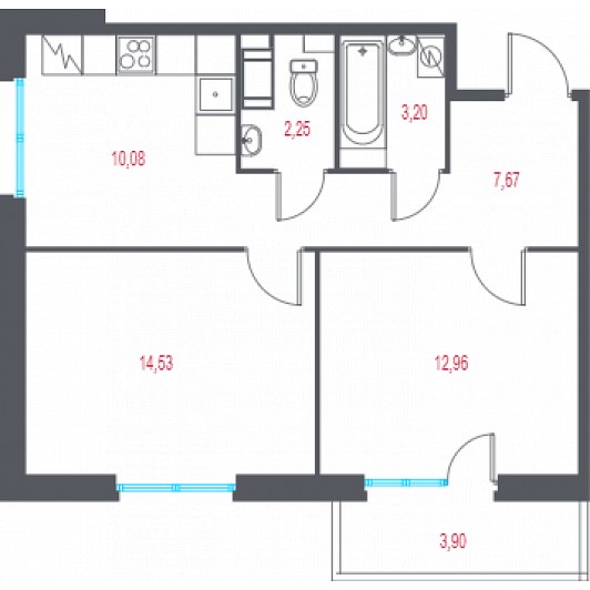Квартира 2-комнатная
