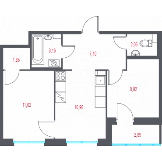 Квартира 2-комнатная