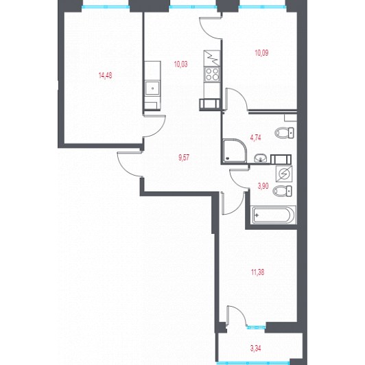 Квартира 3-комнатная