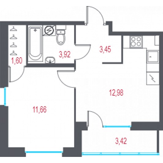 Квартира 1-комнатная