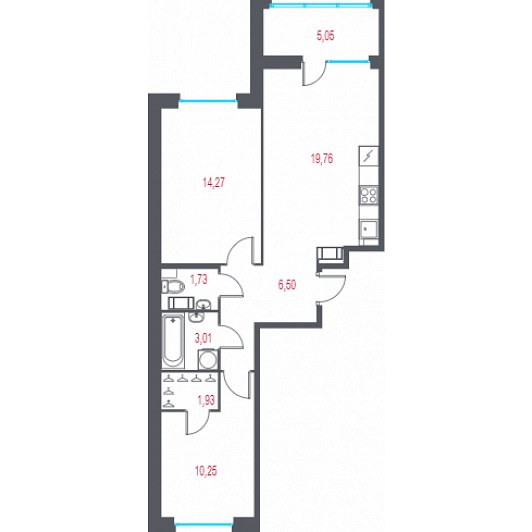 Квартира 3E-комнатная