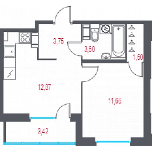 Квартира 2E-комнатная