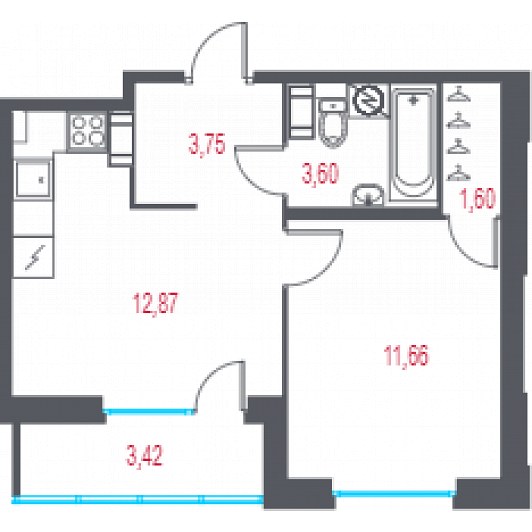 Квартира 2E-комнатная