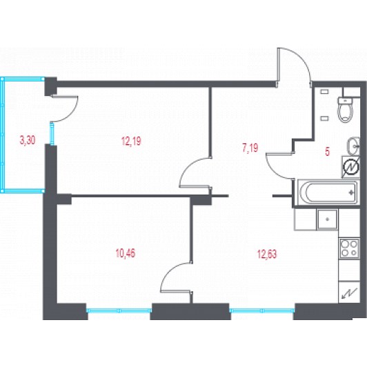 Квартира 2-комнатная