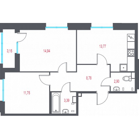 Квартира 2-комнатная