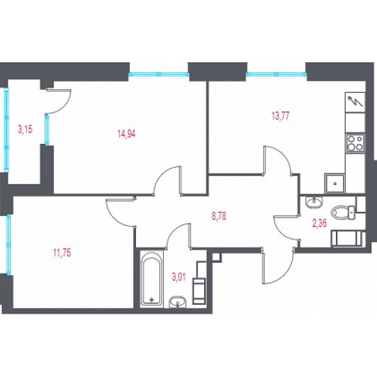 Квартира 2-комнатная