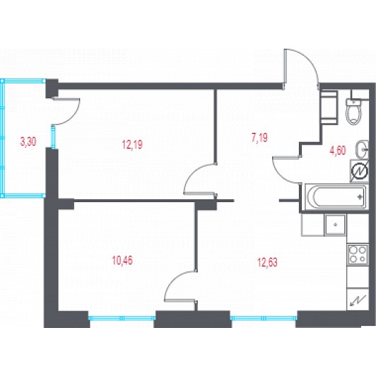 Квартира 2-комнатная