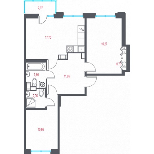 Квартира 3E-комнатная