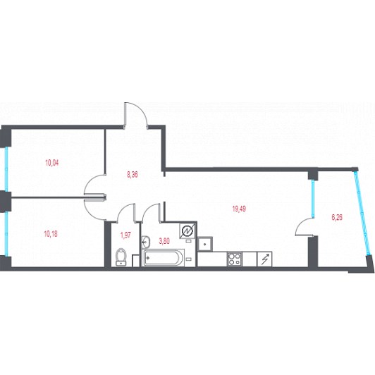 Квартира 3E-комнатная