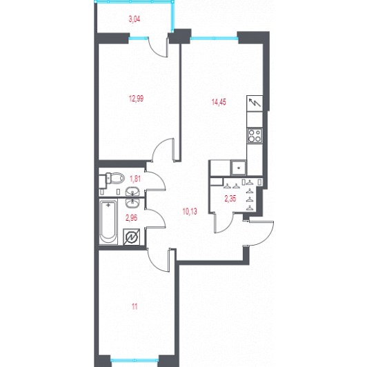 Квартира 3E-комнатная