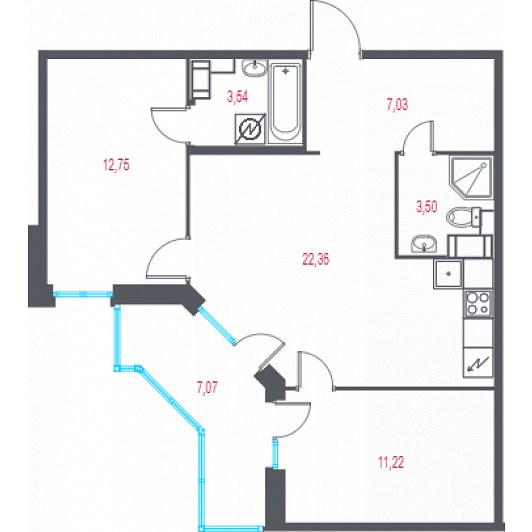 Квартира 3E-комнатная