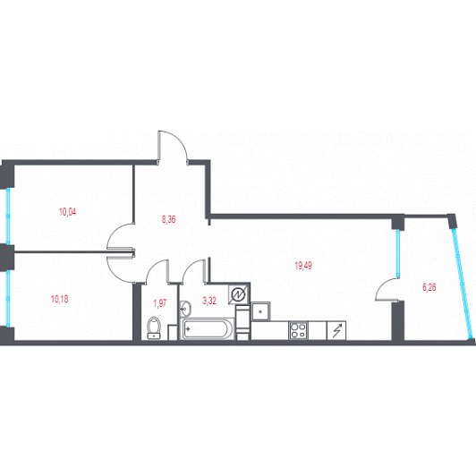 Квартира 3E-комнатная