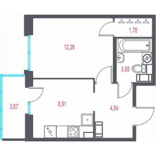 Квартира 1-комнатная