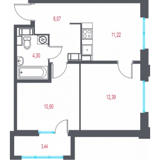 Квартира 2-комнатная