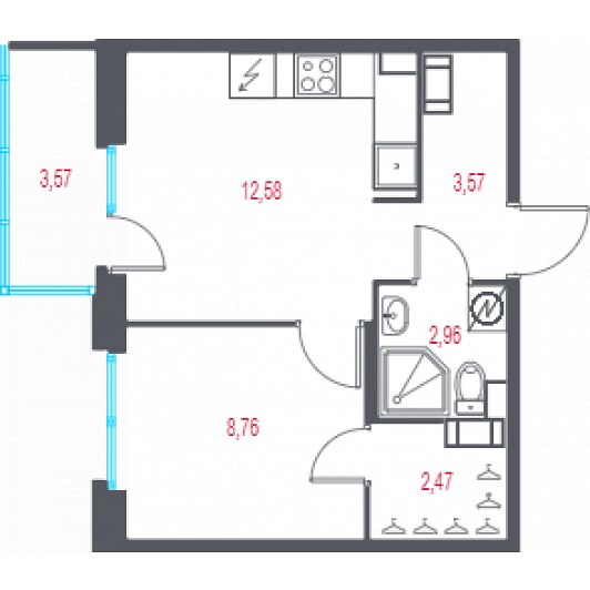 Квартира 2E-комнатная