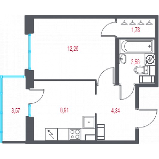 Квартира 1-комнатная