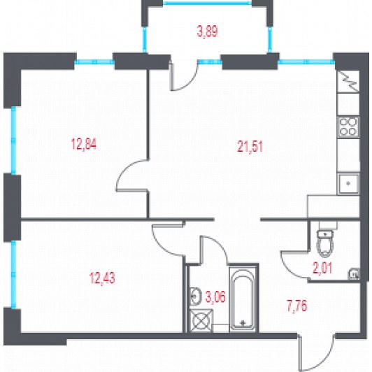 Квартира 3E-комнатная
