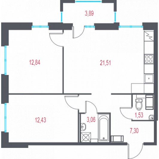 Квартира 3E-комнатная