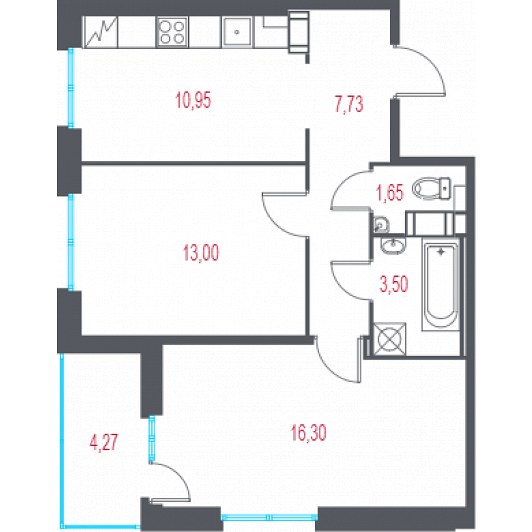Квартира 2-комнатная