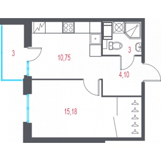 Квартира 1-комнатная