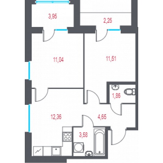 Квартира 2-комнатная