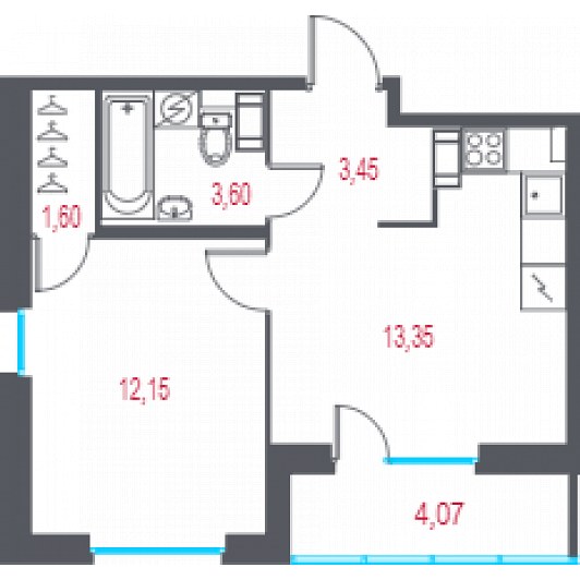 Квартира 2E-комнатная