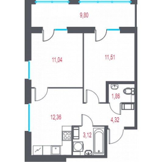 Квартира 2-комнатная