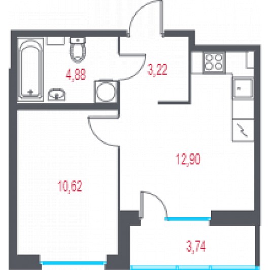 Квартира 2E-комнатная