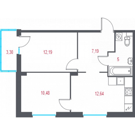 Квартира 2-комнатная