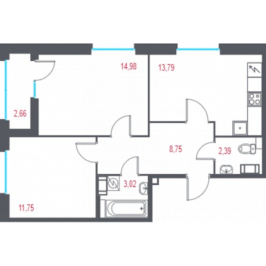 Квартира 2-комнатная