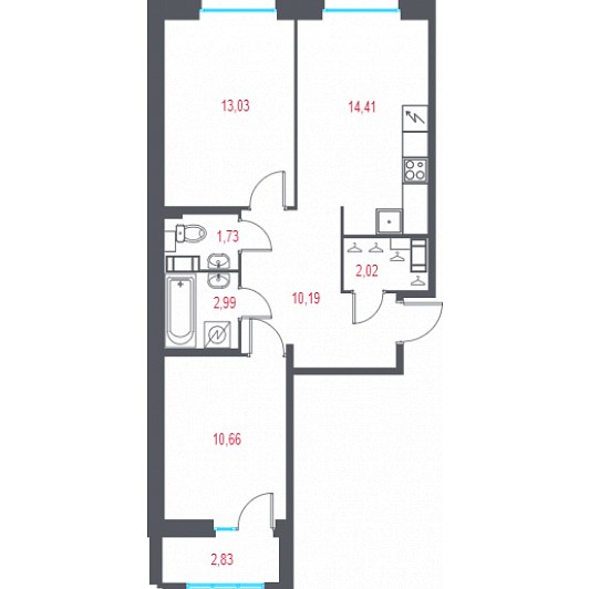 Квартира 3E-комнатная