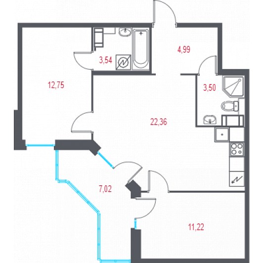Квартира 3E-комнатная