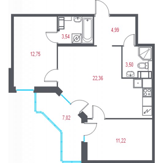 Квартира 3E-комнатная