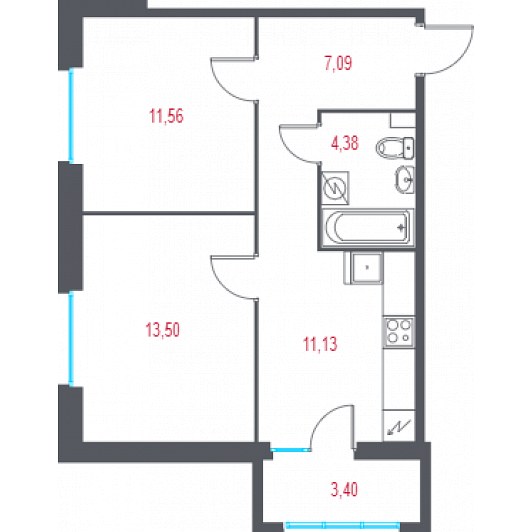 Квартира 2-комнатная