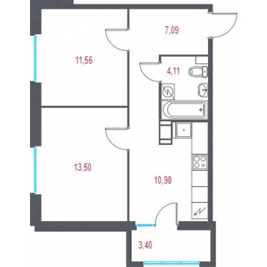Квартира 2-комнатная