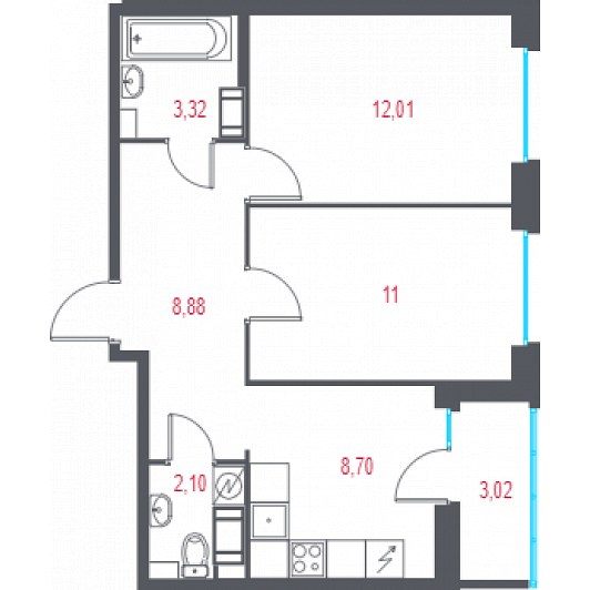 Квартира 2-комнатная