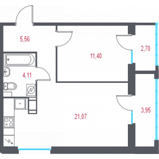 Квартира 2E-комнатная
