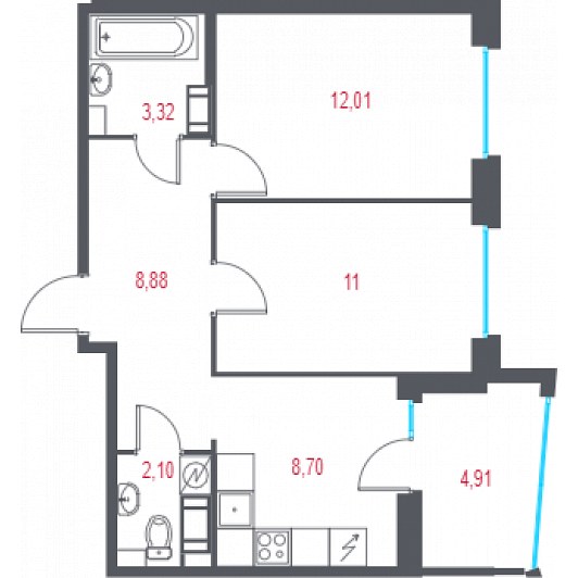 Квартира 2-комнатная