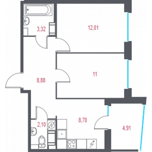 Квартира 2-комнатная