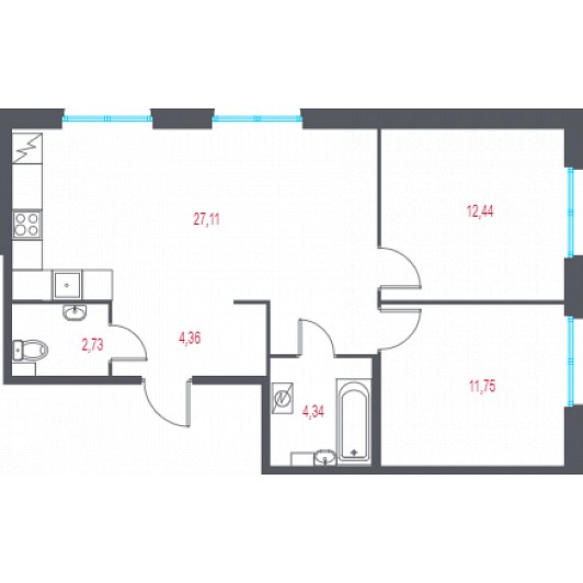 Квартира 3E-комнатная