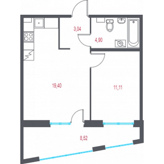Квартира 2E-комнатная