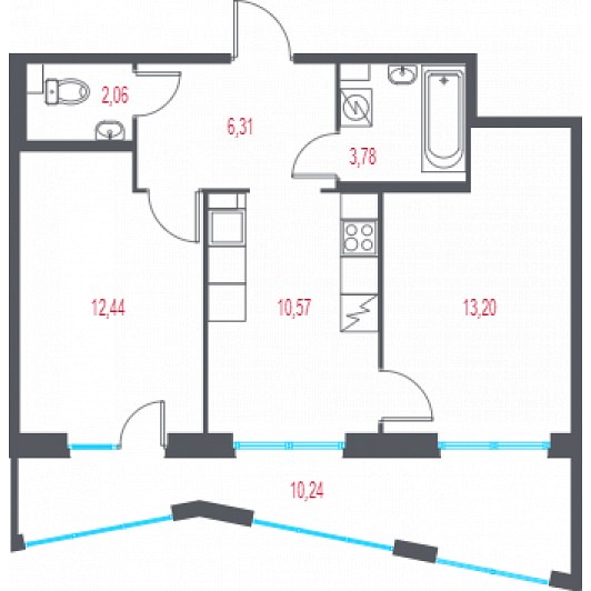 Квартира 2-комнатная