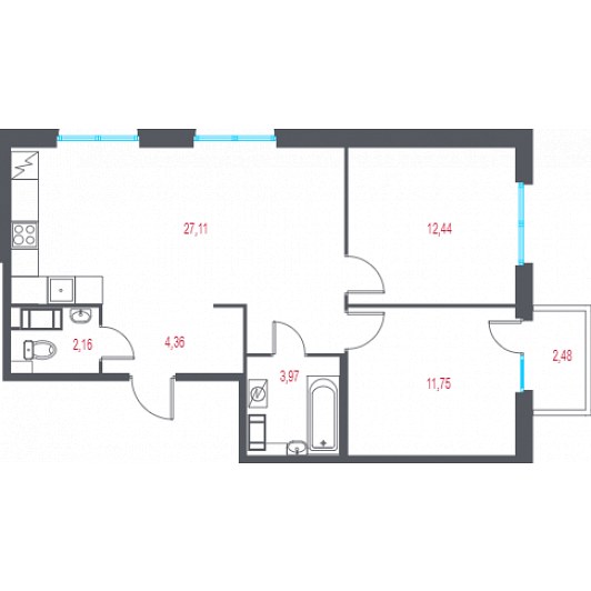 Квартира 3E-комнатная