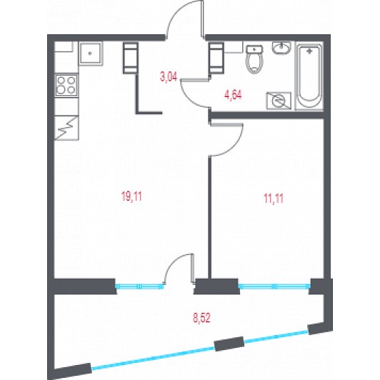 Квартира 2E-комнатная
