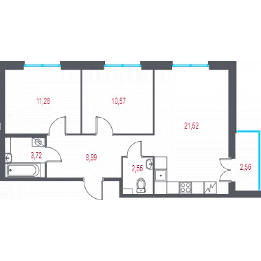 Квартира 3E-комнатная